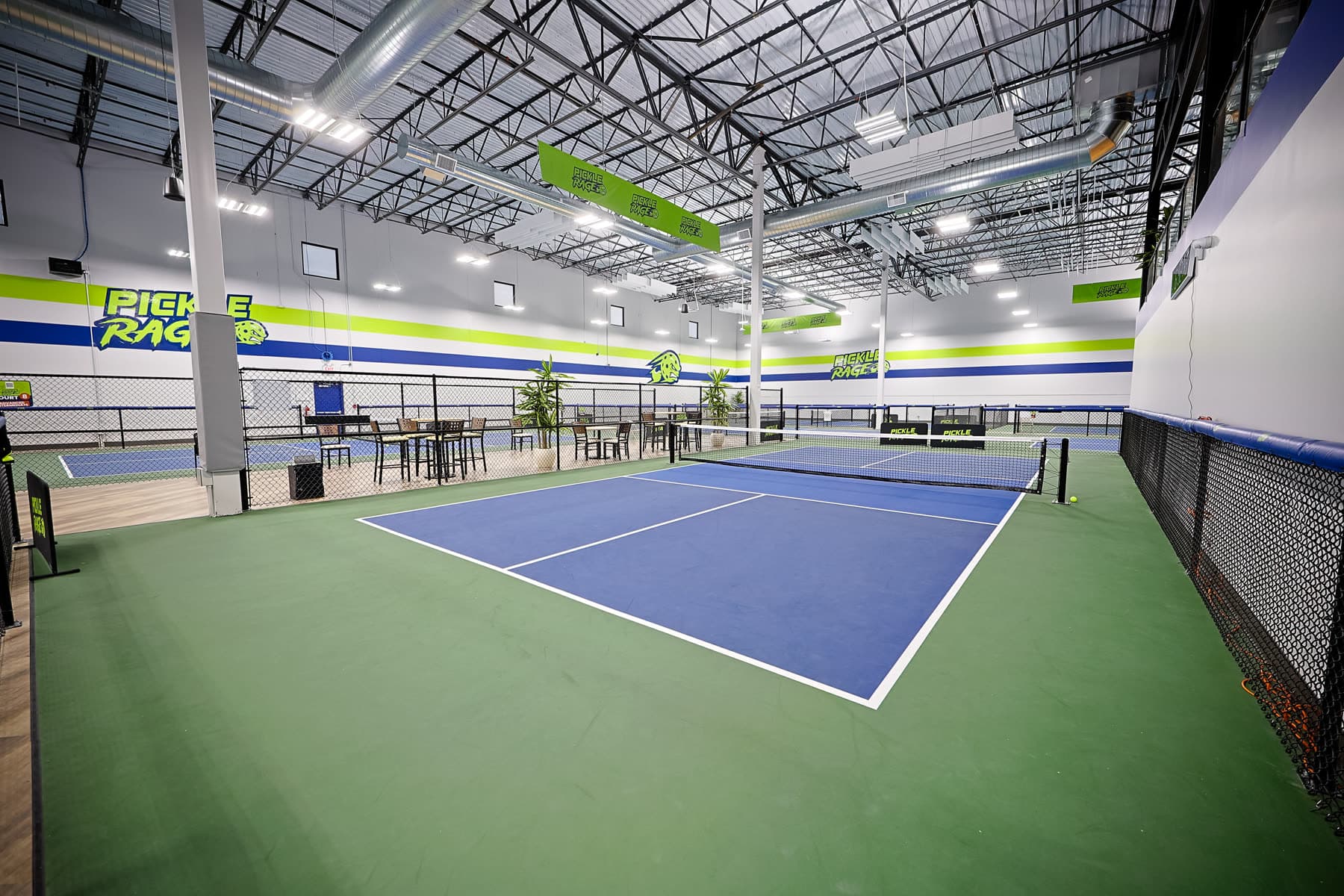 Indoor pickleball court at PickleRage Union County